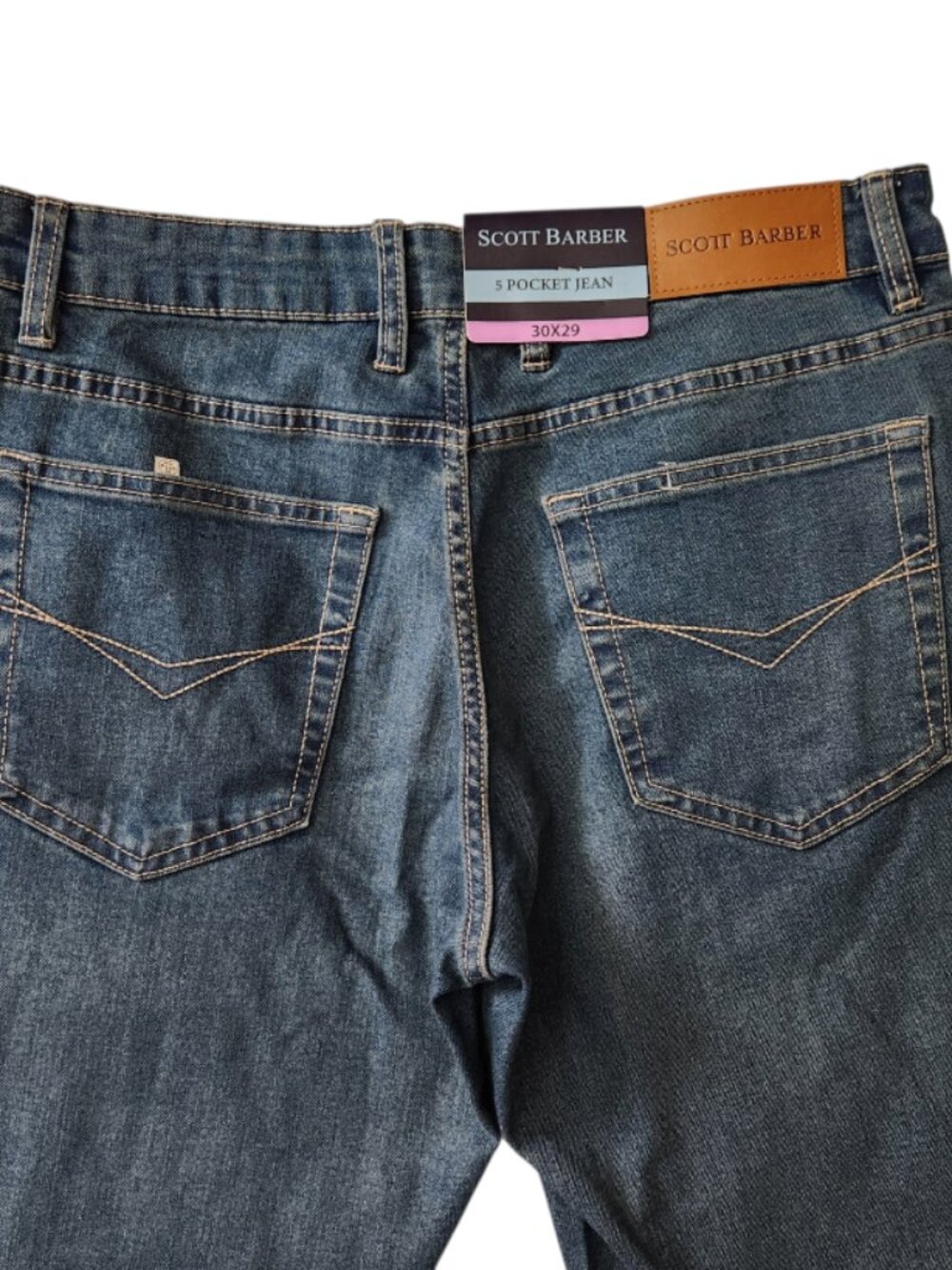 Scott Barber Straight Jeans Mens 30x29 Blue Regular Fit Stretch Denim New NWT